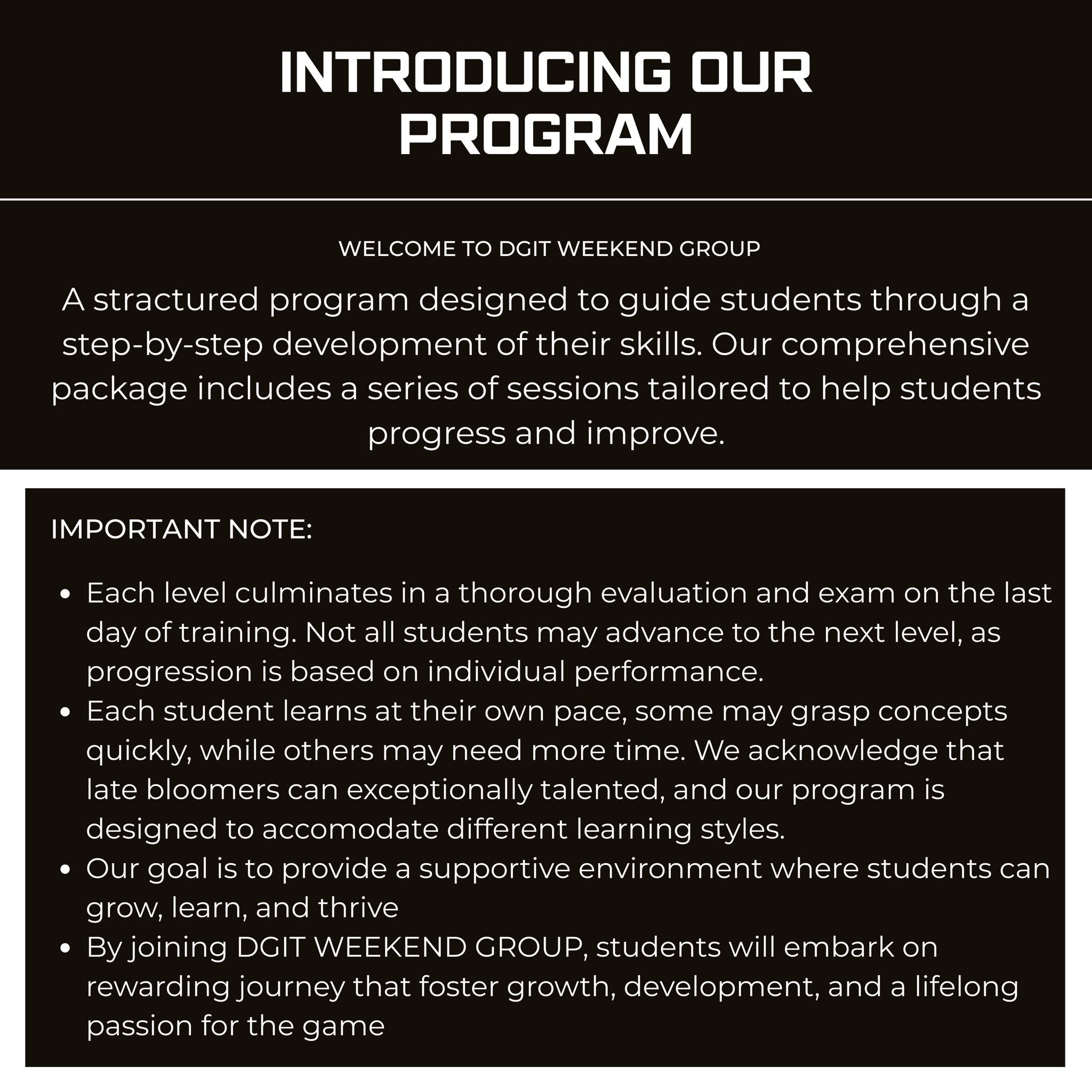 DailyGrindIT Weekend Course program introduction and important notes